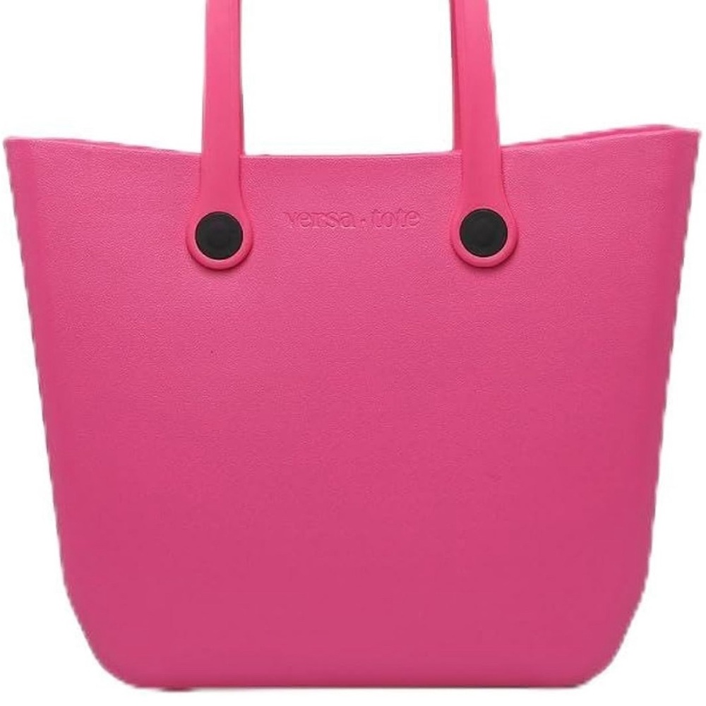 JEN & CO. Versa Tote Pink-Large Utility Rubber Tote Bag -Interchangeable Straps
